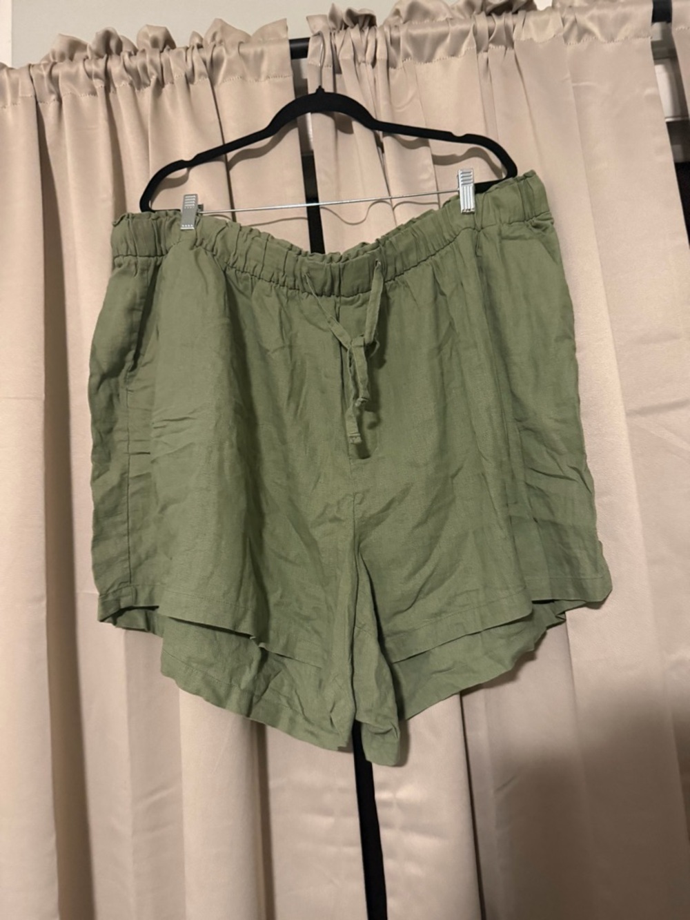 Target Olive Green High-Waist Linen-Blend Drawstring Shorts